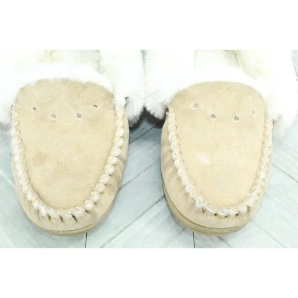 LL Bean Brown Suede Wicked Good Shearling Lined Moccasin Slippers 7 M - Picture 9 of 10